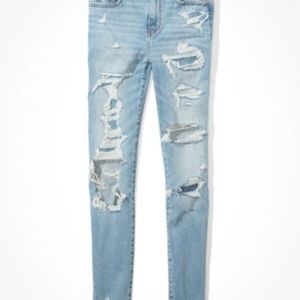 American eagle, ripped light blue jeans, size 00